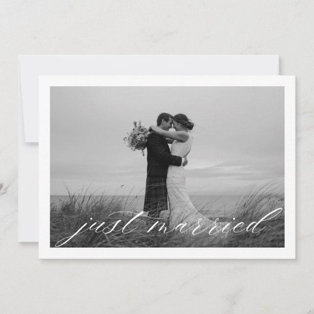 Classic Just Married QR Code Wedding Announcement (Front)