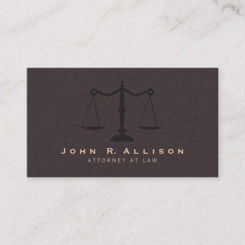 Classic Justice Scale Brown Suede Look Attorney Business Card
