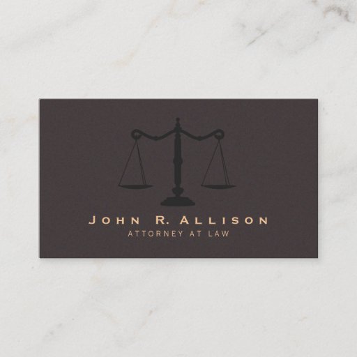 Customizable Classic Justice Scale Brown Suede Look Attorney Business Card