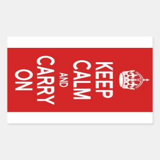 CLASSIC KEEP CALM AND CARRY ON RECTANGULAR STICKER
