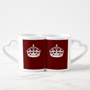 Classic Keep Calm Crown on Burgundy Red Coffee Mug Set