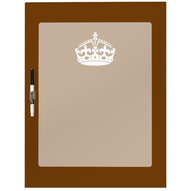 Classic Keep Calm Crown on Chocolate Brown Dry Erase Board (Front)