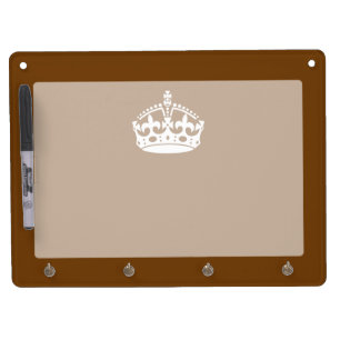 Classic Keep Calm Crown on Chocolate Brown Dry Erase Board With Keychain Holder