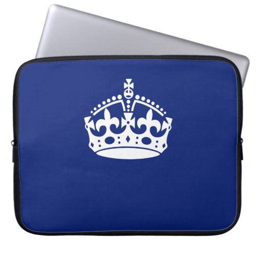 Classic Keep Calm Crown Symbol on Navy Blue Laptop Sleeve