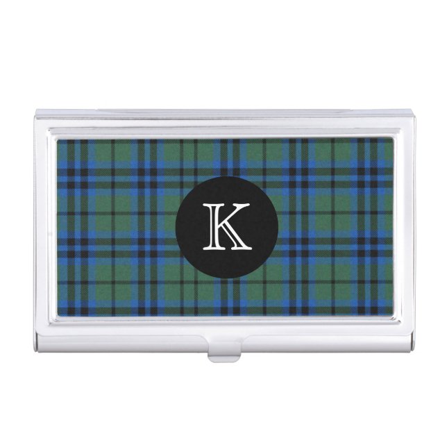 Classic Keith Tartan Plaid Monogram Business Card Holder (Front)