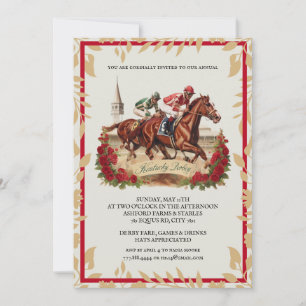 Classic Kentucky Derby Invitation Red Roses Jockey