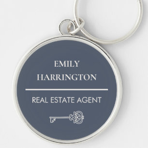 Classic Key Gray Real Estate Agent Keychain