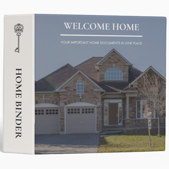 Classic Key Home Neutral Real Estate Agent 3 Ring Binder (Front/Spine)