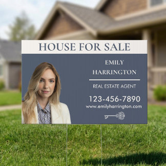 Classic Key House Sale Gray Real Estate Agent Sign