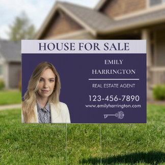 Classic Key House Sale Purple Real Estate Agent Sign