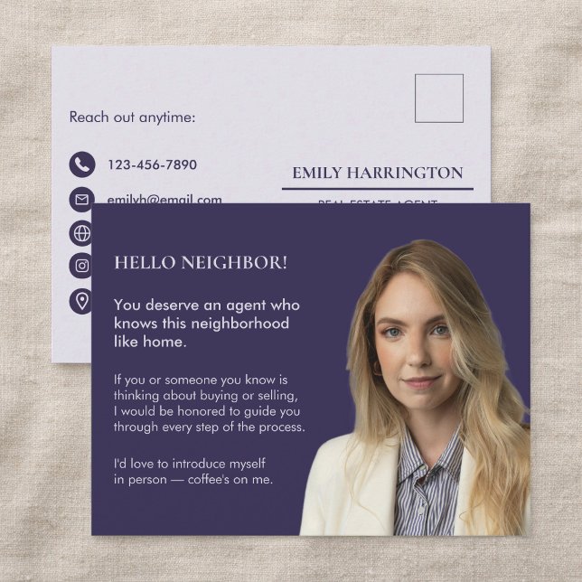 Classic Key Introduction Purple Real Estate Agent Postcard (Creator Uploaded)