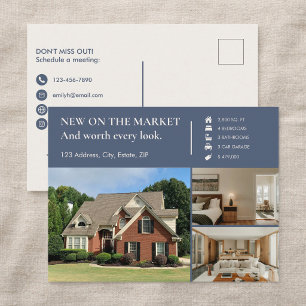 Classic Key Just Listed Gray Real Estate Agent Postcard