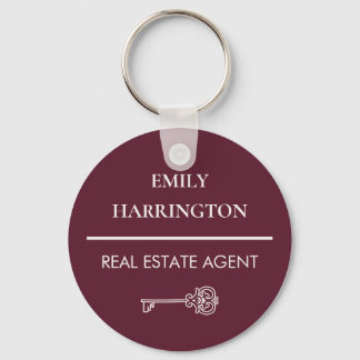 Classic Key Maroon Real Estate Agent Keychain