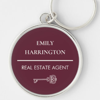 Classic Key Maroon Real Estate Agent Keychain