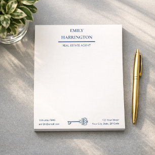 Classic Key Navy Real Estate Agent Notepad