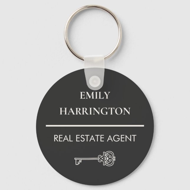 Classic Key Neutral Real Estate Agent Keychain (Front)
