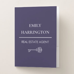 Classic Key Purple Real Estate Agent Pocket Folder