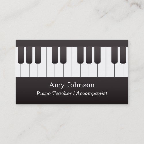 Classic Keyboard Keys Music Piano Teacher Business Card