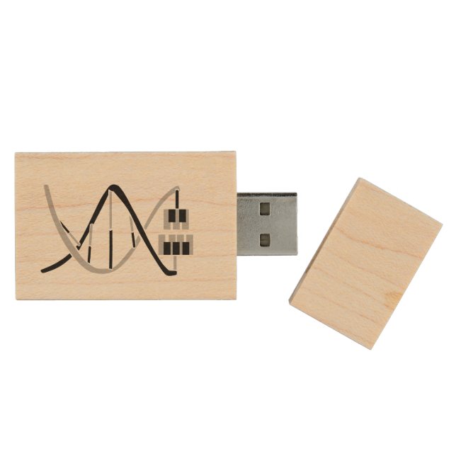 Classic Keys to the Music Gene DNA Wood Flash Drive (Opened)