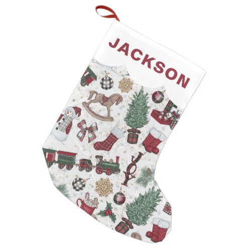 Classic Kids Holiday Vintage Look Small Christmas Stocking