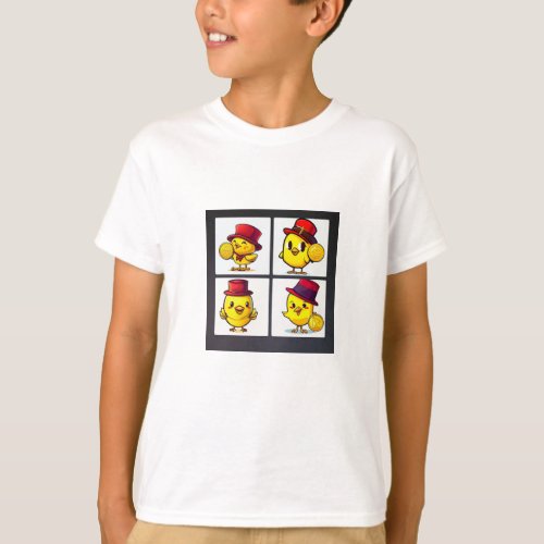 Classic kids T_shirt size M with 4 yellow birds