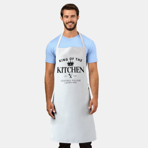 Classic King of the Kitchen Crown Foodie Dad Men Apron