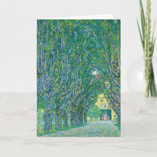 Classic Klimt Green Nature Landscape Fine Art Holiday Card