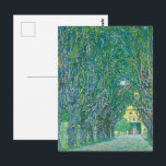 Classic Klimt Green Nature Landscape Fine Art Postcard<br><div class="desc">This exquisite design features "Avenue in Schloss Kammer Park, " a vibrant landscape masterpiece by the legendary Austrian artist Gustav Klimt. Known for his intricate Symbolist style, Klimt captures a breathtaking green canopy where towering trees form a natural, tunnel-like path leading toward a sunny yellow estate. The rich palette of...</div>