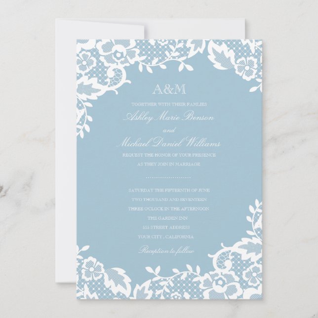 Classic Lace Wedding Invitation (Front)