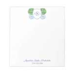 Classic Ladies Blue And Green Monogram Ginger Jar Notepad at Zazzle