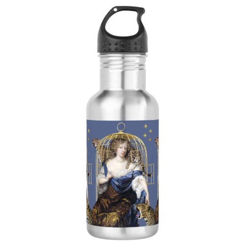 Classic lady with leopards stainless steel water bottle