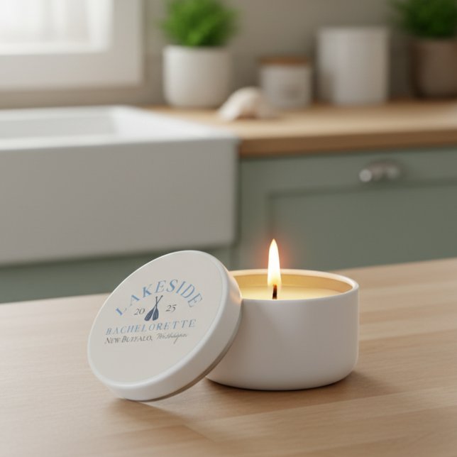 Classic Lake Bachelorette Girls Weekend Mini Candle Favors (Kick back at the lake with this coastal Classic Lake Bachelorette Girls Weekend Candle Favors!)