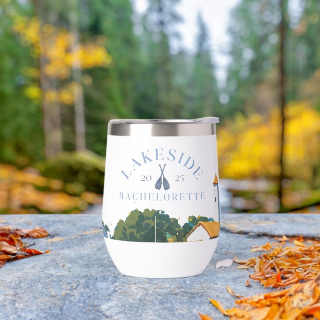 Classic Lake Bachelorette Girls Weekend  Thermal Wine Tumbler (Outdoor)