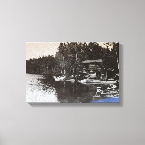 Classic Lake Cabin Canvas Print