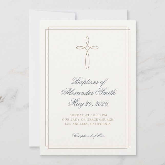 Classic Lamb of God Baptism Announcement (Front)