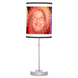 CLASSIC LAMP with PSYCHEDELIC HIPPIE-FACE SHADE.