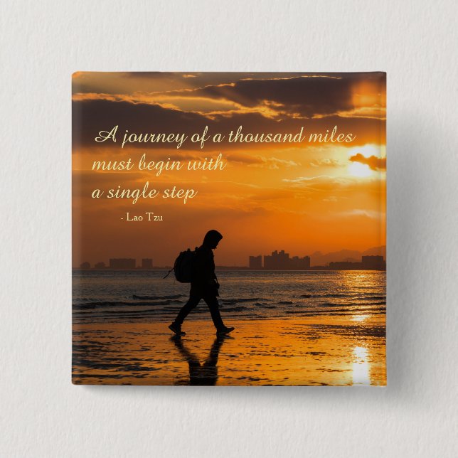 Classic Lao Tzu Journey Quote Button (Front)