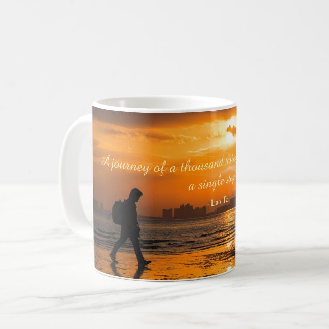 Classic Lao Tzu Journey Quote Coffee Mug (Front Left)