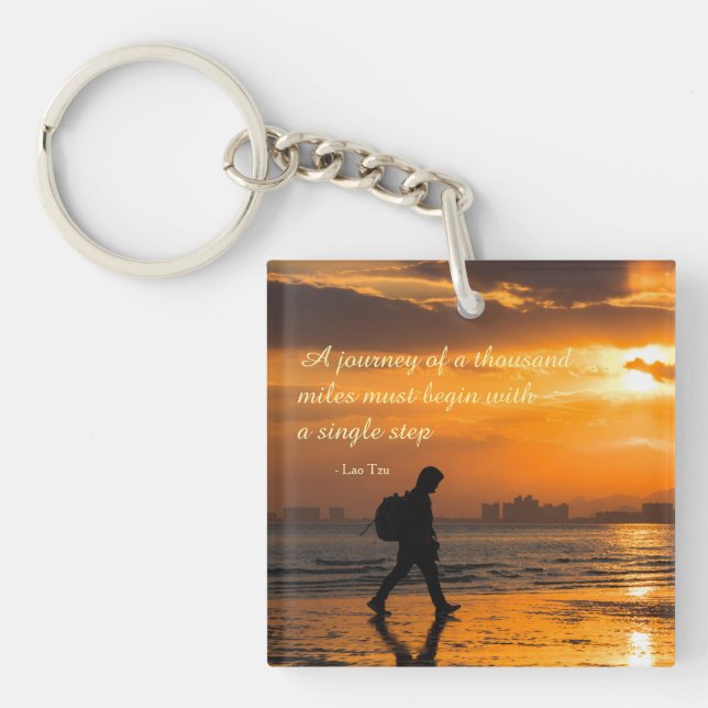 Classic Lao Tzu Journey Quote Keychain (Front)