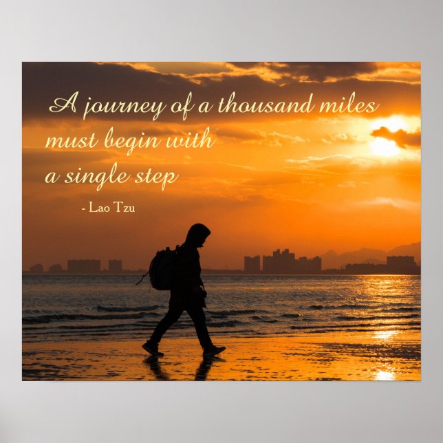 Classic Lao Tzu Journey Quote Poster (Front)