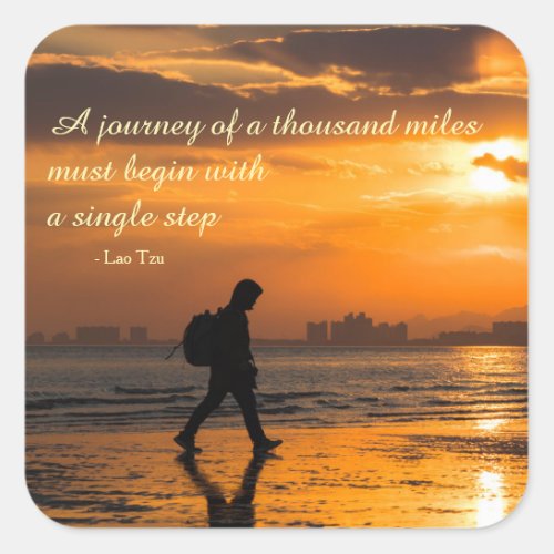 Classic Lao Tzu Journey Quote Square Sticker