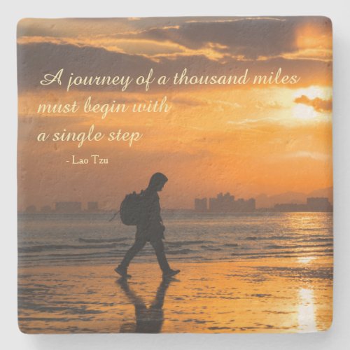 Classic Lao Tzu Journey Quote Stone Coaster