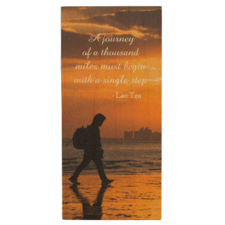 Classic Lao Tzu Journey Quote Wood Flash Drive