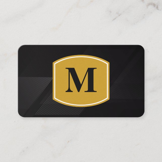 Classic Large Monogram / Black with Lines Business Card (Front)