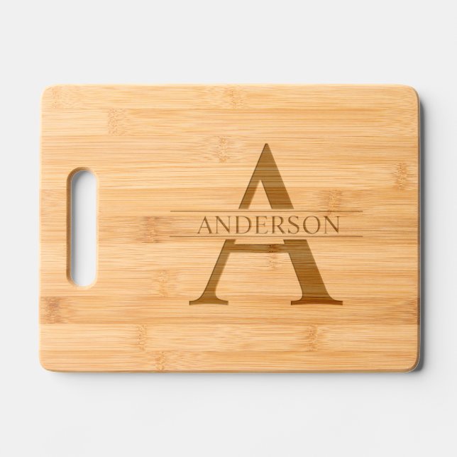 Classic Large Monogram Personalized Family gift Engraved Cutting Board (Front)