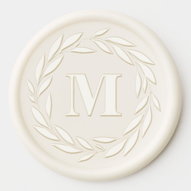 Classic Laurel Wreath Family Monogram Wax Seal Sticker (Front)