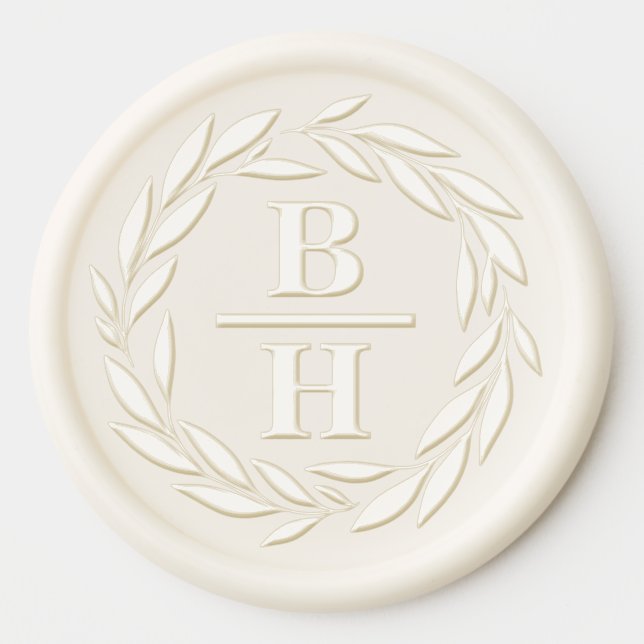 Classic Laurel Wreath Family Wedding Monogram Wax Seal Sticker (Front)