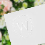 Classic Laurel Wreath Last Name Initial Embosser<br><div class="desc">Monogram with first and last name inside laurel branches,  forming a shield</div>