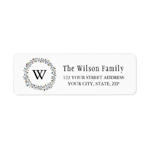 Classic Laurel Wreath Monogram Return Address Label