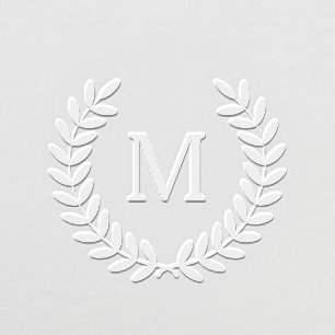 Classic Laurel Wreath Simple Monogram Elegant Embosser